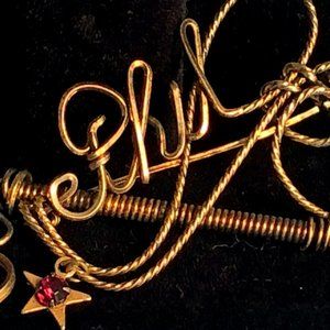 Vintage Name Pin - Cursive "Phil" With Star And Stone